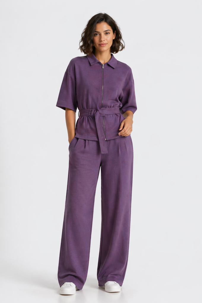 Plum Ease Belted Co-ord Set