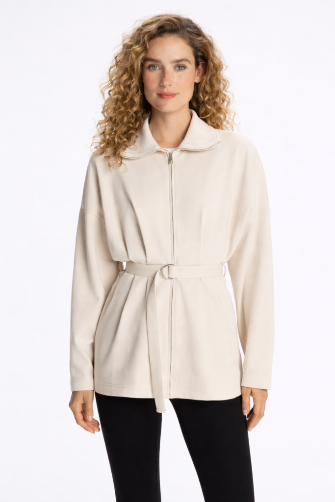 Ivory Sculpt Belted Jacket
