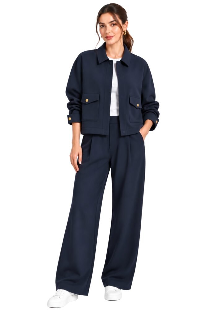 Navy Blue Scuba Utility Co-ord Set