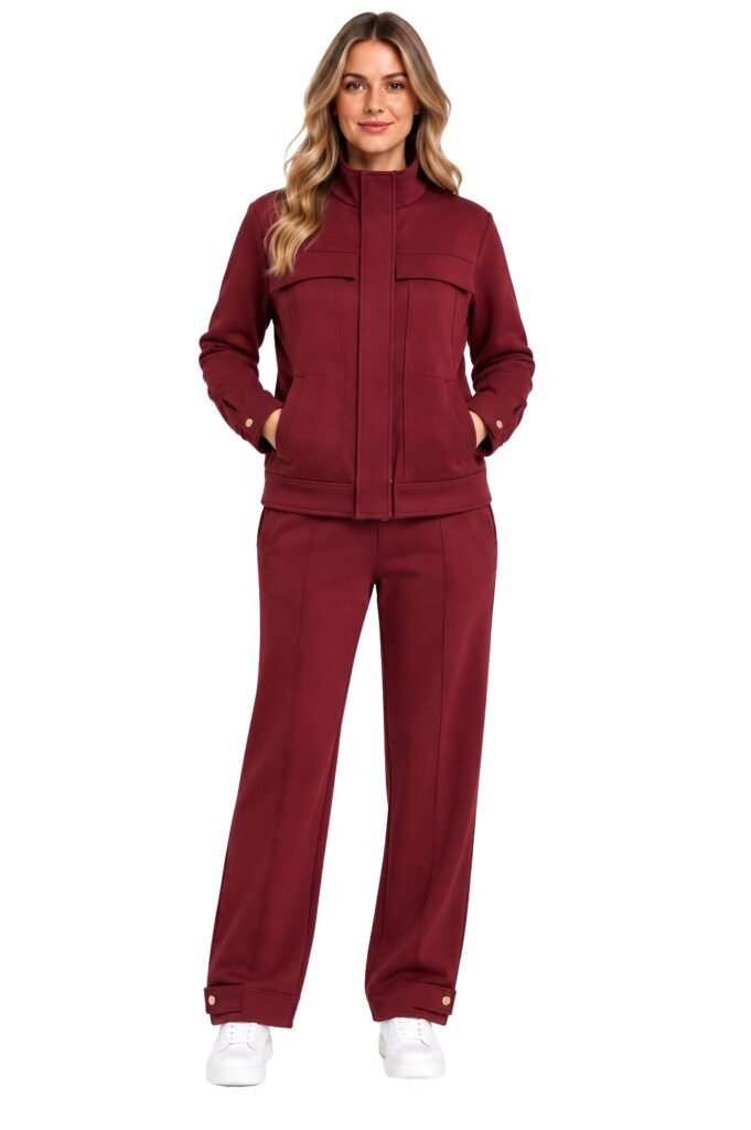 Burgundy Scuba Tracksuit Set