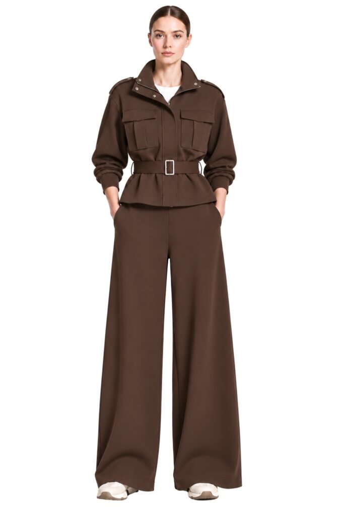 Chocolate Brown Scuba Utility Co-ord Set